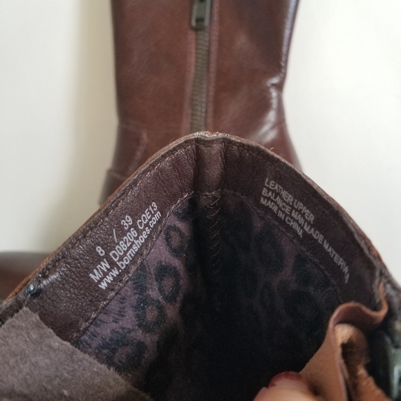 Born Camryn Cinnamon Brown Leather Block Heel "Moto" Style Ankle Boots Size 8 - Picture 3 of 5